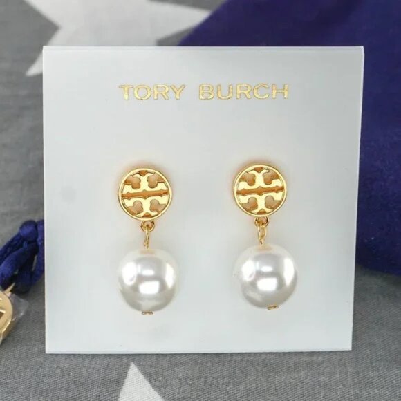 Tory Burch Jewelry - Tory Burch Miller Pearl Drop Earrings in Gold (Brand New with Dust Bag)